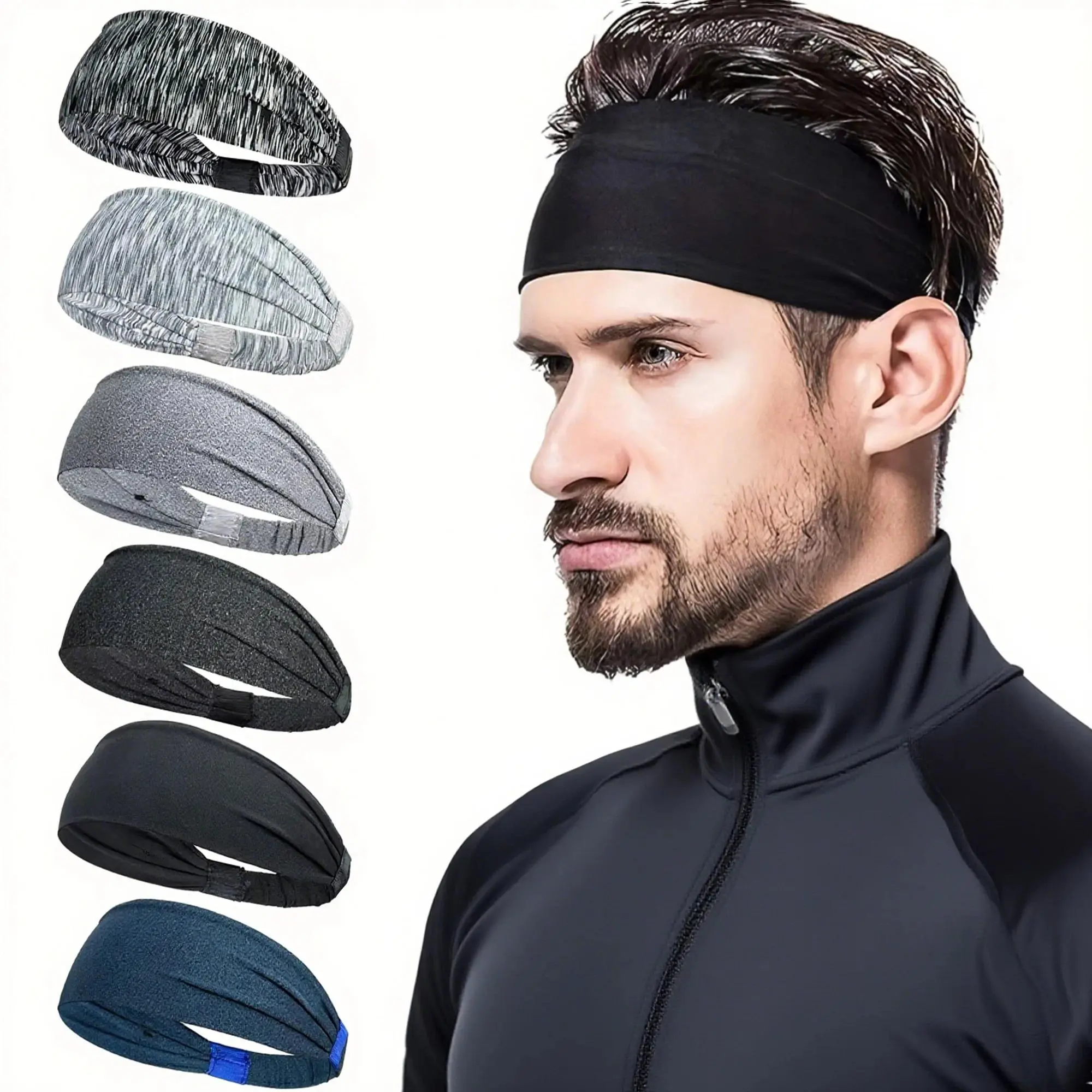 Solid Color Fashion Headband for Women & Men, Soft Stretch Polyester, Sweat-Wicking Elastic Band for Workout, Yoga & Running, Sweat Wicking Headband, Elastic Headband