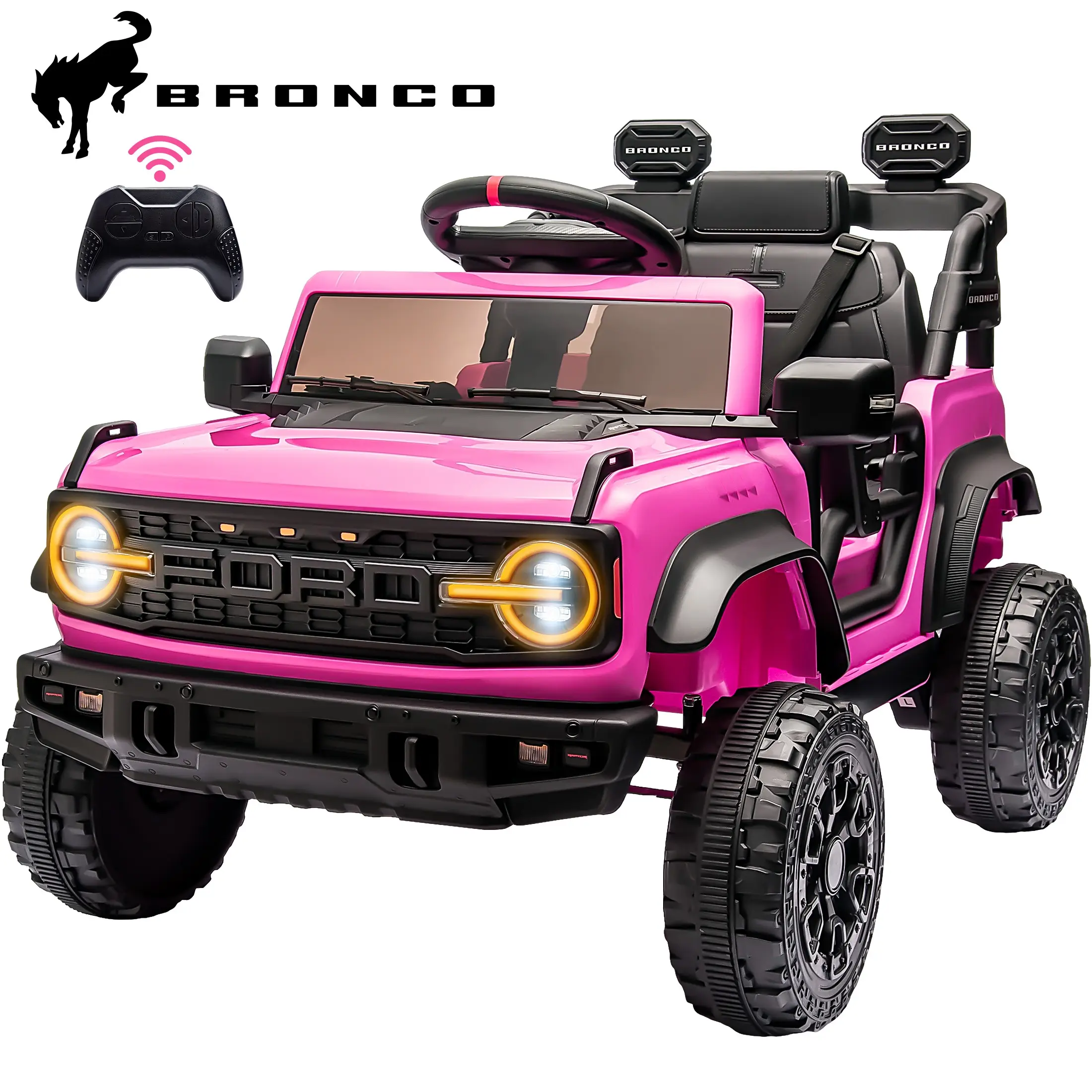CoCLUB 12V Ford Bronco Raptor Officially Licensed Ride On Car for Kids, Electric Car w/Parent Remote Control, Kids Drivable Cars, Ideal Kids Gift