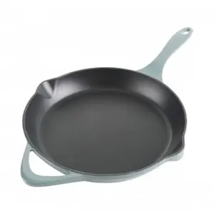 212 MAIN Cravings by Chrissy Teigen 11 in. Round Enamel Coated Cast Iron Skillet, Ombre Green Kitchen Cookware Pan
