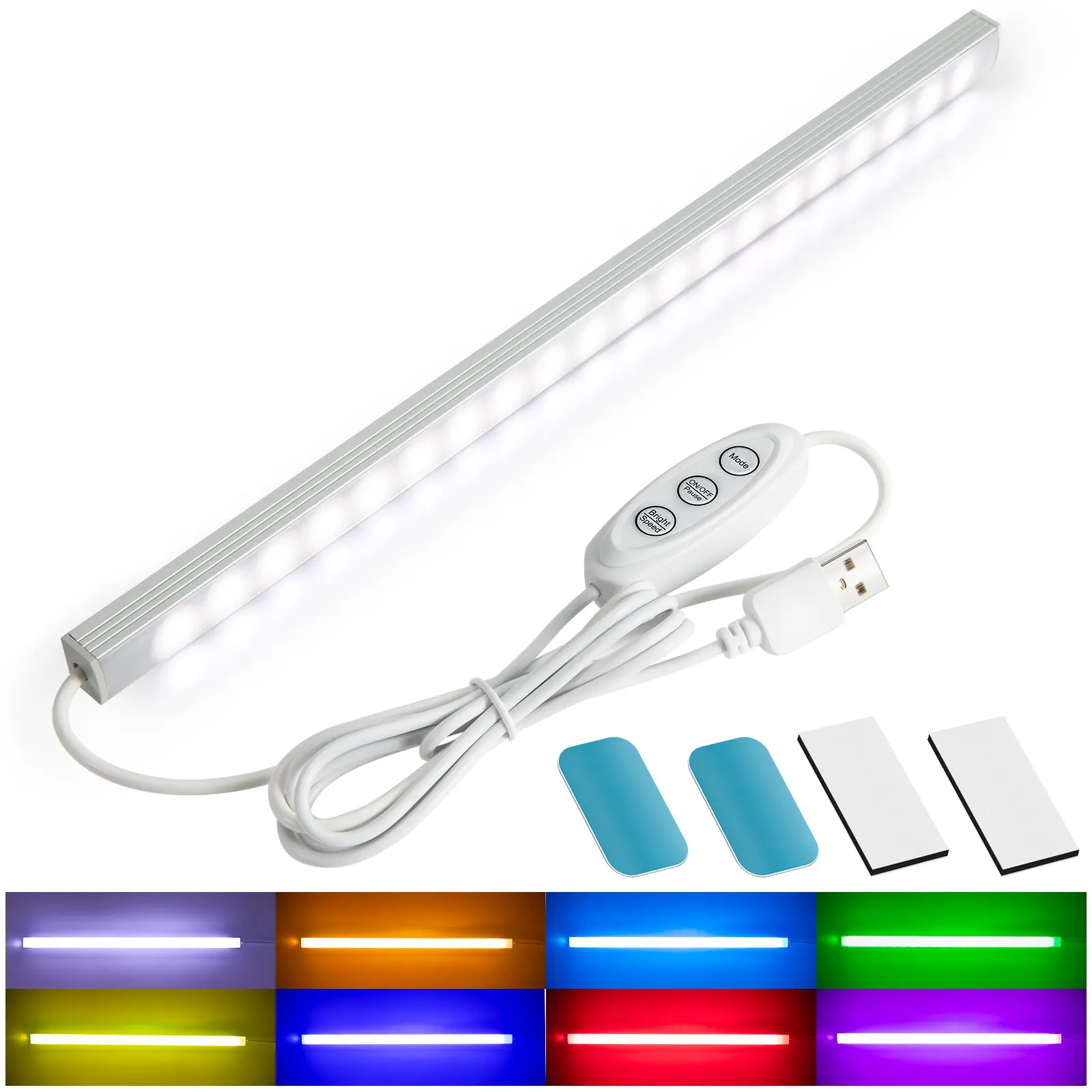 Plug-in RGB LED Under Cabinet Lights - 8-Color Change, Dynamic Modes, Magnetic Installation, USB Powered, Dimmable, Automated Instant-On, Adjustable Mood Lights for Kitchen, Shelf Indoor Home Improvement Lighting, Color-Change Mood Lights