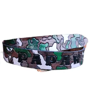 Camo Handtooled Leather Belt for Men - Customizable