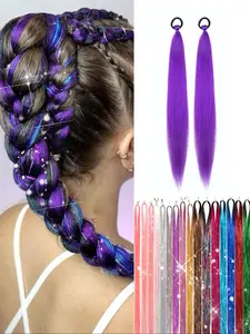 2 Pcs Ponytail Extensions with Elastic tie, 26 Inch Long Straight Braid Hair for Women, Natural Soft Synthetic Hairpiece, Colored Ponytail , Perfect for Daily Use, Synthetic Braiding Hair