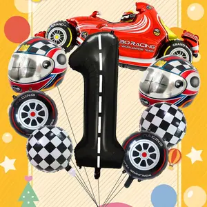 Race Car Theme Foil Balloons, Multi Shape Mixed Color Set, Sports Events, Championship Celebrations, Festival & Party Decor