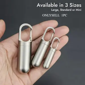 Portable Pill Box Keychain, Waterproof Pill Case, Stainless Steel Pill Container, Pocket Pill Holder, Medicine Organizer, Suitable for Outdoor Travel Camping