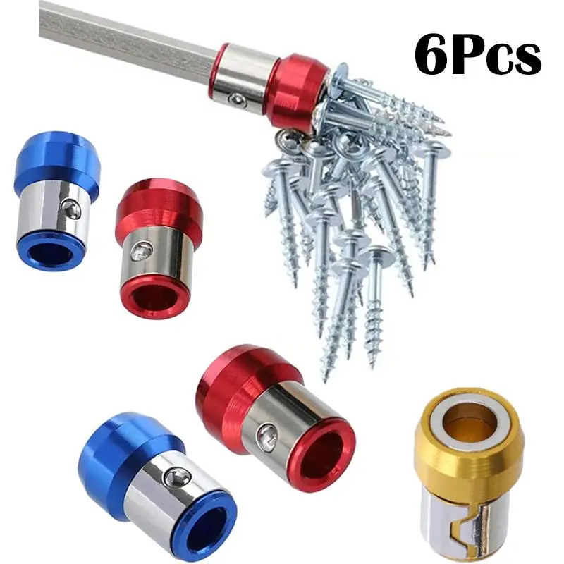 6PCS Screwdriver Head Magnetic Ring, UniversalMagnetizer for Drill,Universal 1/4 inch 6.35mm RemovableMagnetizer Ring Magnetic Driver Hex Electric Screwdriver BitStrong Magnetizer-10