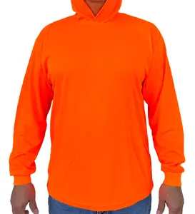 Hoodie Orange High Visibility Shirt / Air Cooling Flow w/ UV Protection Menswear Reflective
