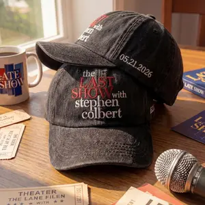 Stephen Colbert The Last Show Embroidered Hat, Final Episode May 21 2026 Cap, Late Night TV Fan Gift, Political Satire Baseball Hat, Show Finale Keepsake