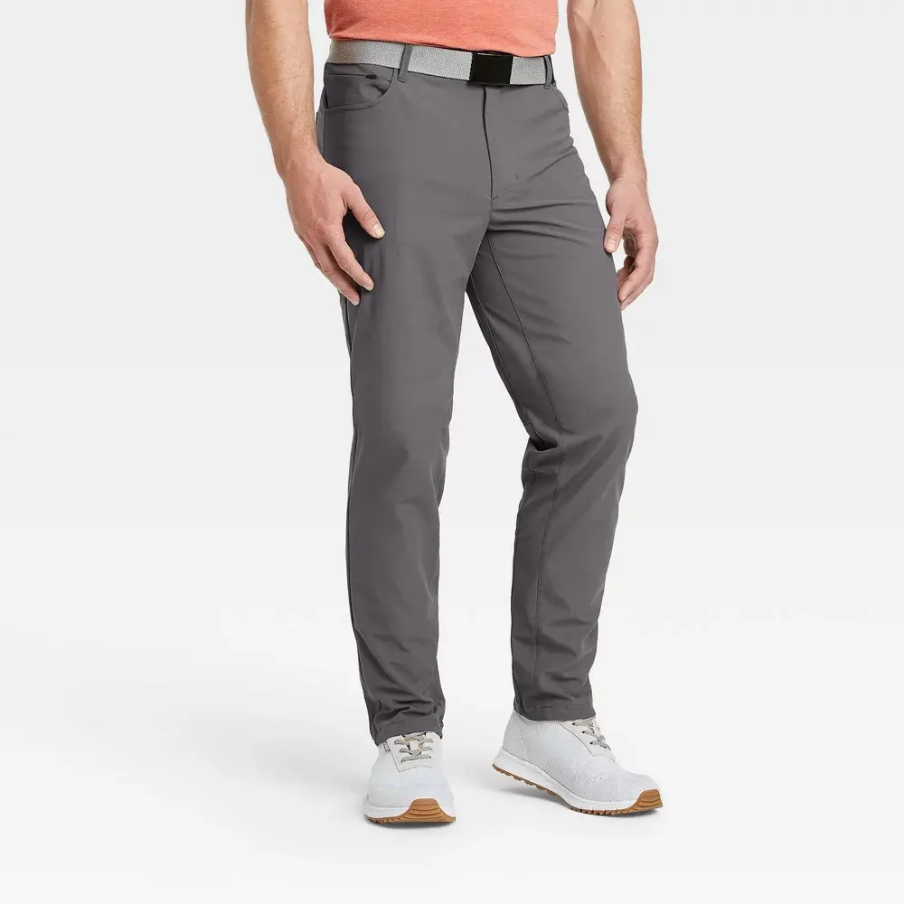All In Motion Men's Golf Pants Straight Casual Fit UPF 50+ Polyester Full Length Mid Rise with Patch & Zippered Pockets, Fabric, Garment, Menswear, Relaxed Fit, Mens Clothing, Lightweight, Male, Golfing, Outdoor Sports, Moisture-Wick
