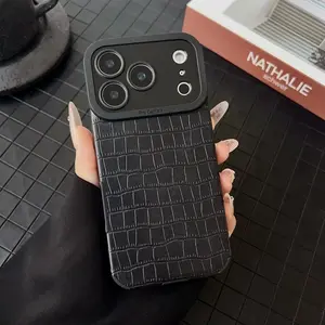 Luxury Crocodile Leather Texture Phone Case For iPhone 17/16/15/14/13/ProMax/Pro/Plus Soft TPU Shockproof Cover