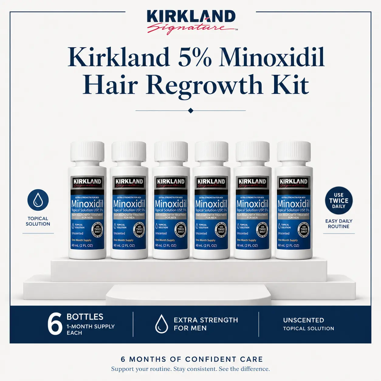Kirkland Minoxidil 5% for Men&Women Extra Strength Hair Regrowth Solution Anti-Hair Loss Liquid Treatment, 6-Month Supply Revitalizes Follicles, Boosts Thicker Fuller Clinically Proven for Balding&Thinning Scalp serum density enhances sale