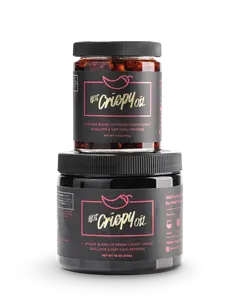 Hot Crispy Oil -Fried Garlic & Shallots with Chili Peppers & Spices in Blended Olive Oil Flavor Salt Infused Oil for Pasta Pizza 6oz Bottle