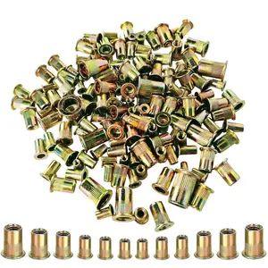 Rivet Nut Tool Kit Rivnut -  850 count Metric Rivnut Tool Kit M3, M4, M5, M6, M8, M10 RIV Nuts, Carbon Steel Flat  Hardware Nuts Threaded Inserts for Metal