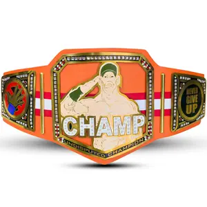 Custom Jo hn Cena Undisputed Orange 2mm Adult Championship Title Belt Replica - 6mm Leather Straps  - Fan Gift