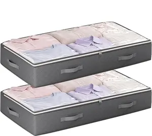 90L Under Bed Storage Containers – 2 Pack Underbed Organizers with Clear Lids for Clothes & Bedding