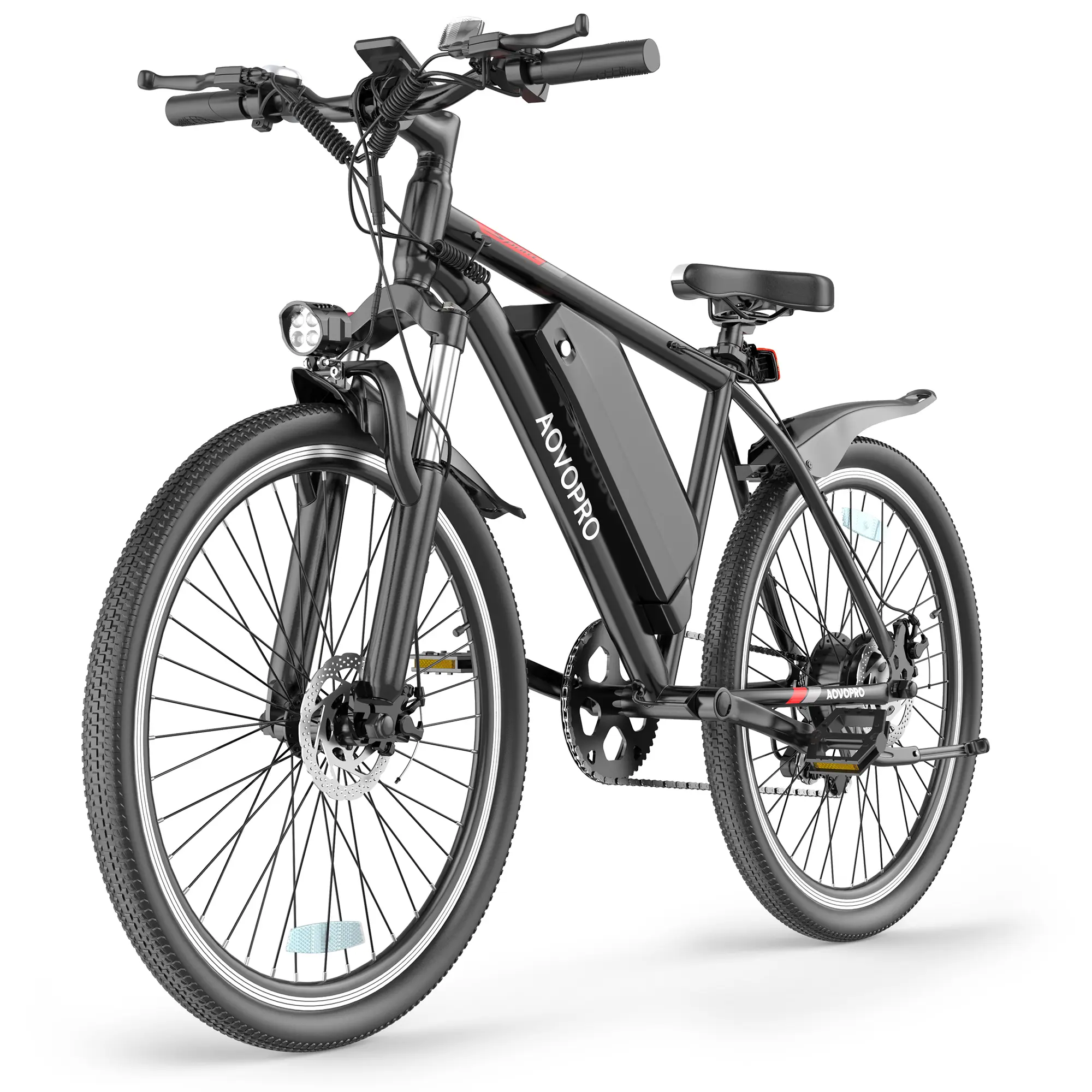 26-inch  commuter electric bicycle, 500W (peak 750w) high-power motor, 30-55 miles per hour + electric bicycle, 48V/9AH, LCD display, 21 speed, front suspension