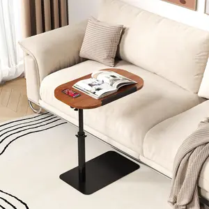 C-Shaped Side Table Sofa Tray, Height Adjustable Folding Laptop Desk with Swivel Tray, Tiltable Desktop, Heavy Metal Base End Table, Overbed Table, Tray Table Portable Side Table for Couch & Bed