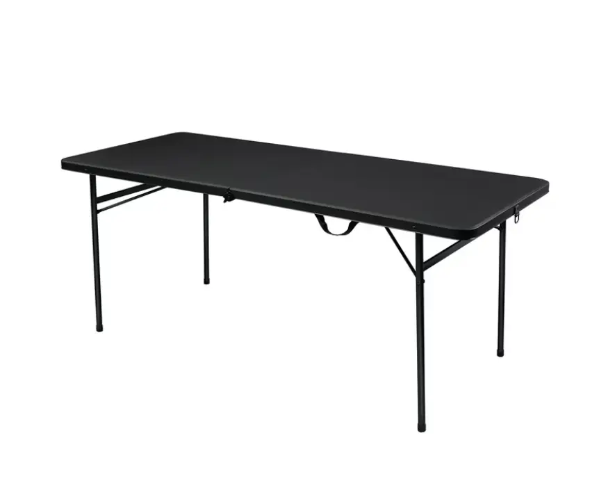 All Purpose 6 Foot Bi Fold Folding Table Black Lightweight Plastic Table for Dining Events Outdoor Activities and Home