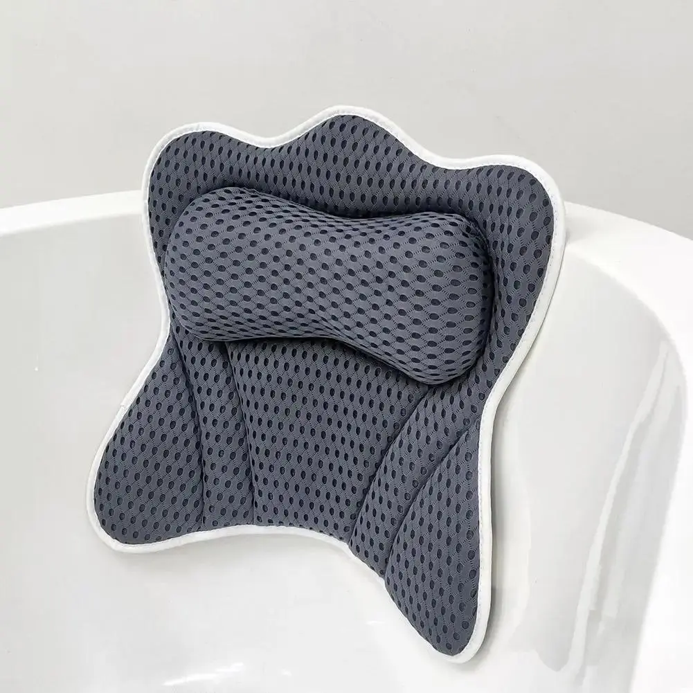 Bath Tub Pillow  for Neck & Back Support, 1 Count  Mesh Quick Drying Bath Pillow with 6 Suction Cups, Bathing Accessories for Home Bathroom Shower Essentials, Bathroom Accessory