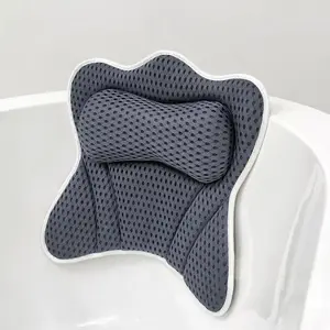 Bath Tub Pillow  for Neck & Back Support, 1 Count  Mesh Quick Drying Bath Pillow with 6 Suction Cups, Bathing Accessories for Home Bathroom Shower Essentials