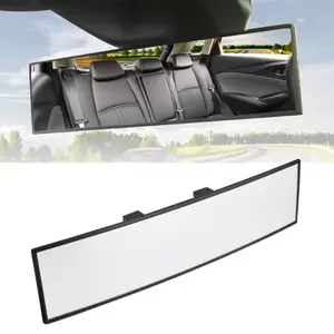 Universal 11.81 Inch Panoramic Convex Real View Mirror, Replacement, Reversible Passenger Side, High-Quality Glass, Anti-Fall Design, Easy Install