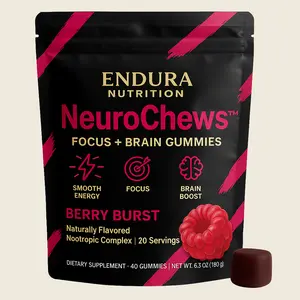 Endura NeuroChews Focus + Brain Gummies — Smooth Energy, Mental Clarity & Laser Focus — Natural Caffeine + L-Theanine + Lion's Mane + Alpha GPC