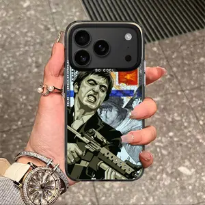 Tony Montana Creative Scar Face Casing For iphone 17 16 15 14 13 12 11 X XS SE23 PRO PLUS MAX AIR Hard TPU PET PC Black Silver Hard  Anti-Drop Protective camera protection Tough Phone Cases Shell Shockproof High quality showcases individuality L1334