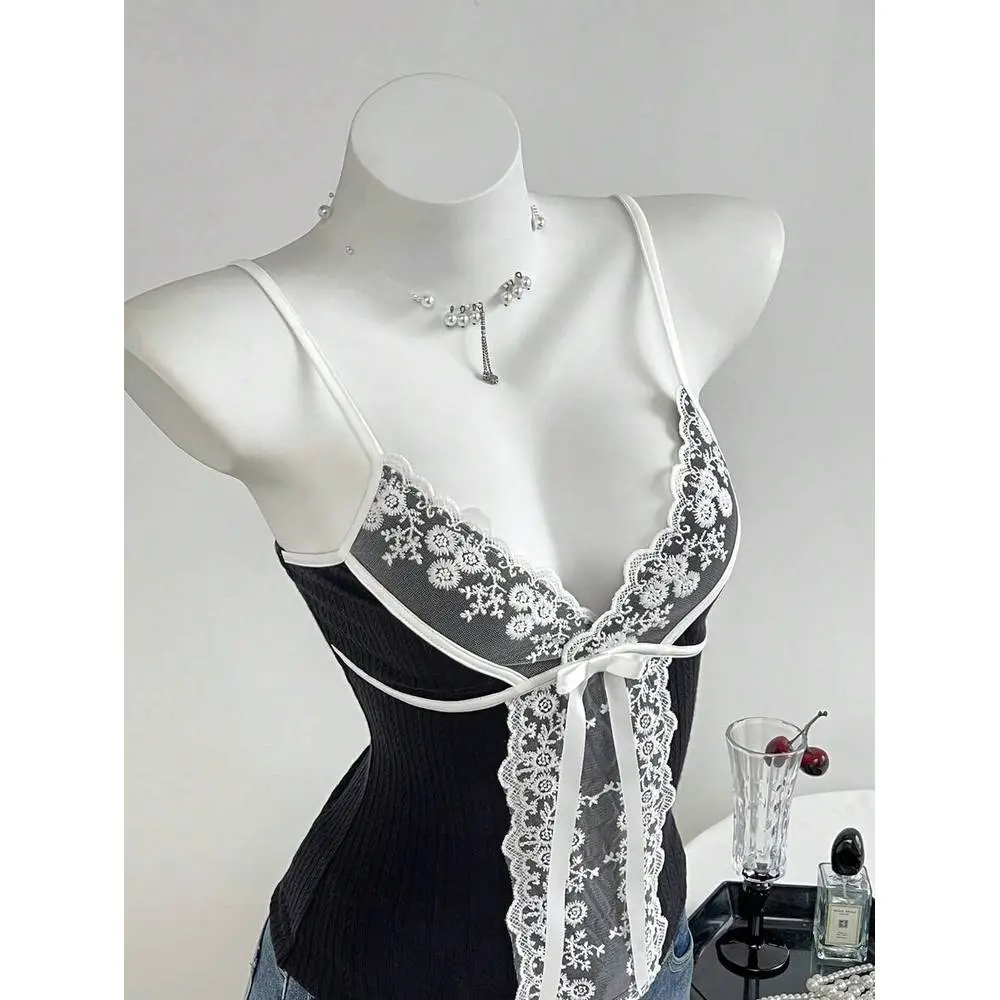 Women's Casual Lace Patchwork Knit Camisole, Autumn/Winter