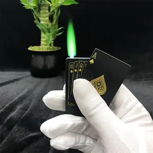 very goodGreen Flame Ace Lighter, Red Flame Love Lighter, Jet Torch Lighter, Refillable Butane Lighter, Spade Ace Cool Lighter with a Windproof Playing Card Design, Made of Metal, Perfect for Outdoor And Indoor Use, BBQ, Candles, And As a Unisex Gift (But