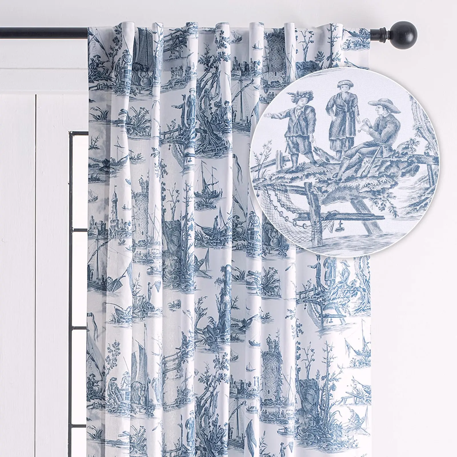 Maison d'Hermine 100% Cotton Light Filtering Curtain Panels - Renter-Friendly, Rod-and-Loop Pockets, Colorful Art Design, for Living Room, Bedroom Windows, Easter Home Decor Accessories
