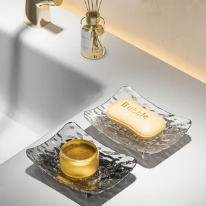 Luxury Transparent Soap Dish, Soap Tray, Drainage Design for Clean Bathroom Countertop, Suitable for Bathroom and Kitchensoap Holder, Bathroom Accessories, Bathroom Supplies