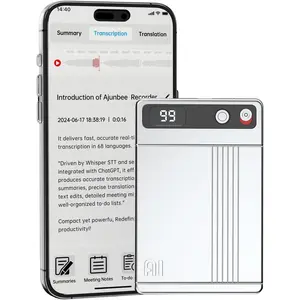 Ai Voice Recorder with Transcribe & Summarize, Note Voice Recorder Support 118 Languages, 64GB, Audio Recorder with App Control, Slim Ai Note Taking Device for Lectures, Meetings, Calls