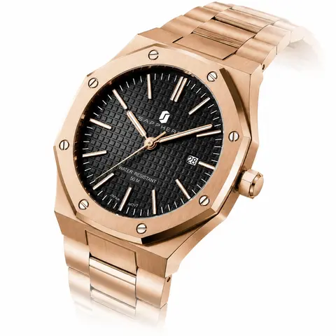 SAPPHERO Men's Luxury Classic Stainless Steel Wristwatch - Metal Series Analog Quartz Watch with Mineral Glass, Luminous Pointer, Date Display, Glow-Date Clarity, Fashionable Waterproof Exquisite Casual Business Fashion Accessory