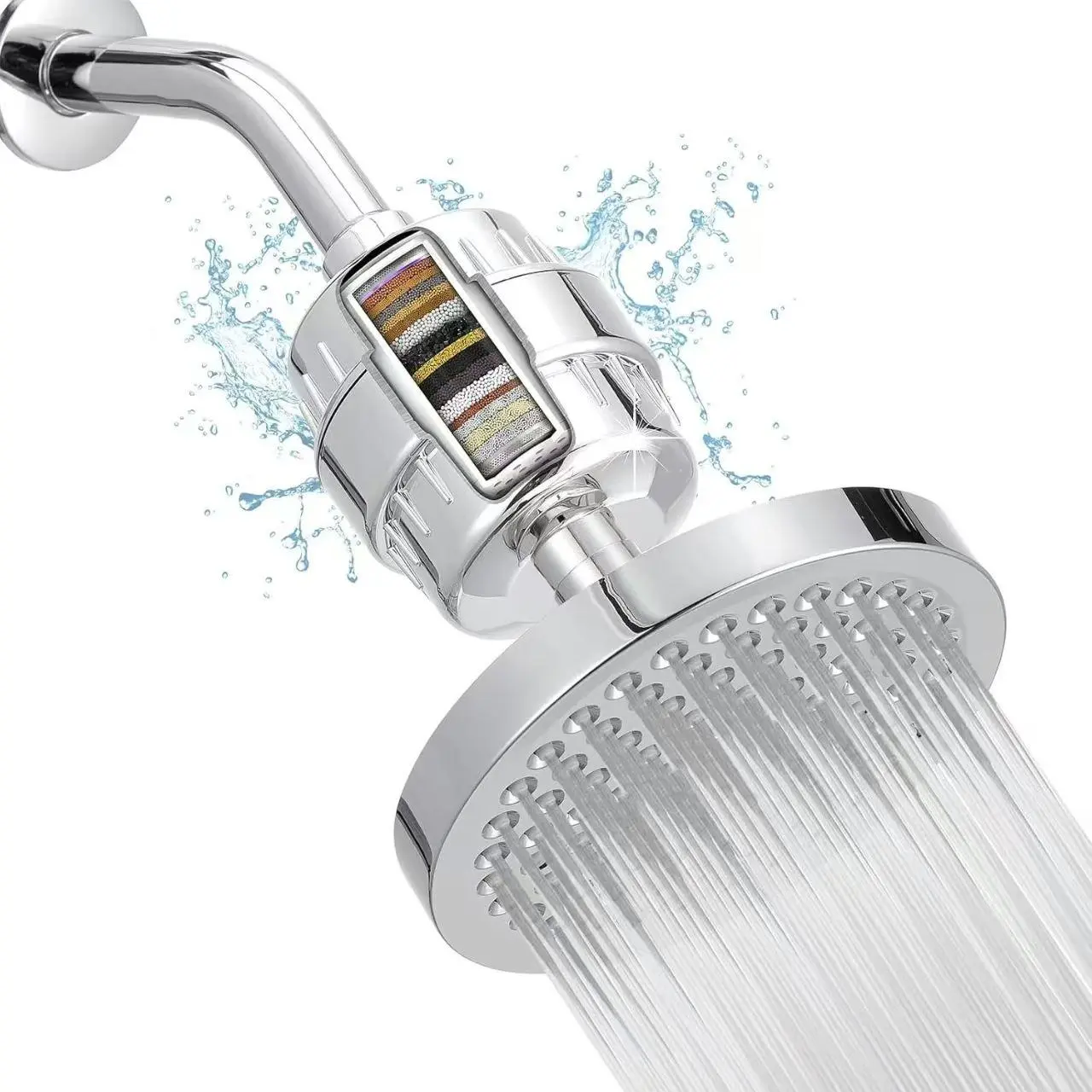 HOLENGS High Output Rain Shower Head And Hard Water Filter, Water Softener Showerhead For Bathroom, 20 Stage Shower Filter Removes Chlorine & Harmful Substances, 1 Replaceable Filter Cartridge,home essentials