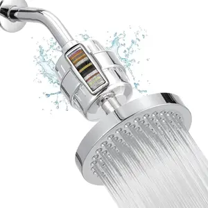 HOLENGS High Output Rain Shower Head And Hard Water Filter, Water Softener Showerhead For Bathroom, 20 Stage Shower Filter Removes Chlorine & Harmful Substances, 1 Replaceable Filter Cartridge