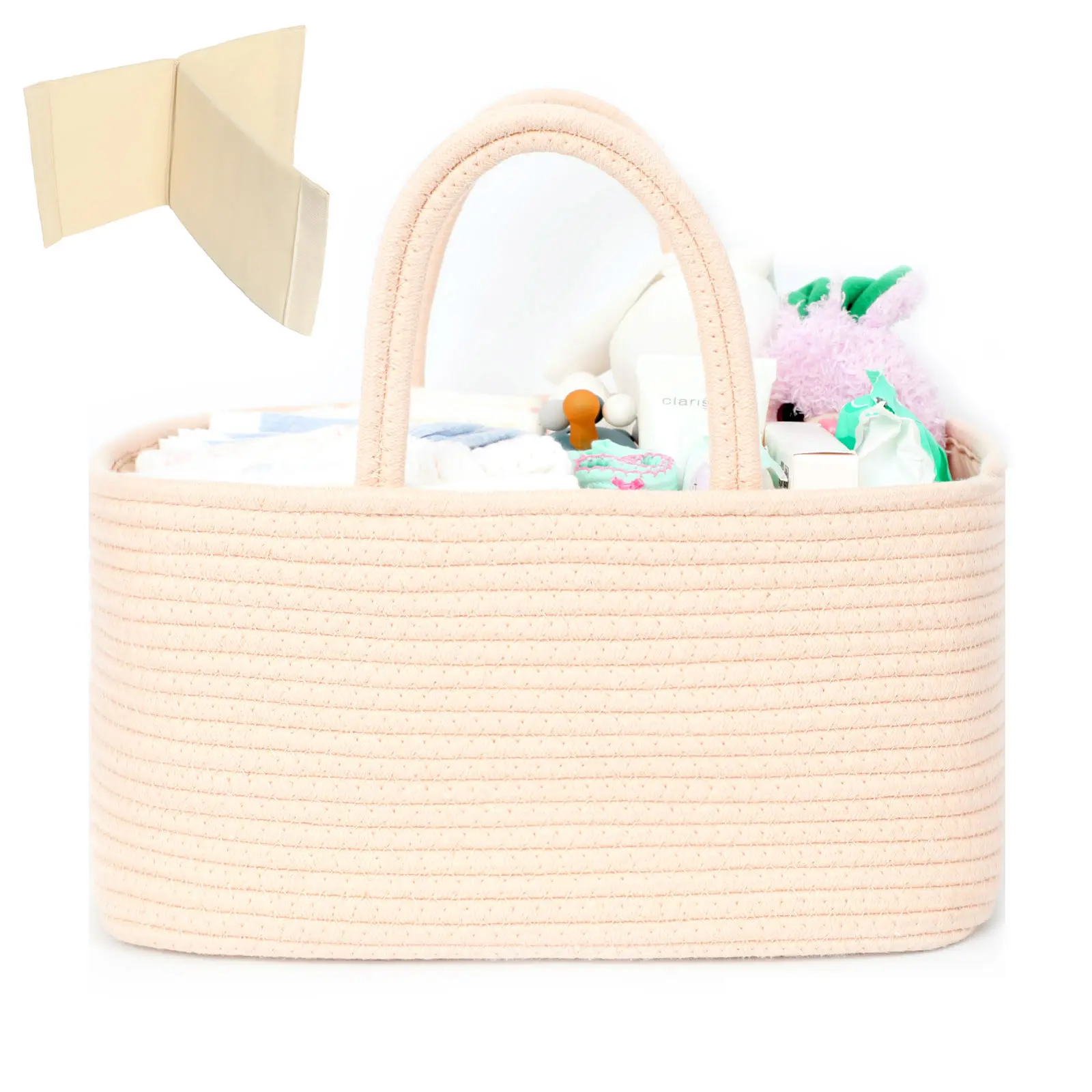 Miss Fong Home Organizer Basket, Portable Diaper Caddy Baby Basket, Car Travel Basket with Removable Dividers, Infant Newborn Nursery Must-haves, Easter Basket Gift Ideas, Baby Shower Gift