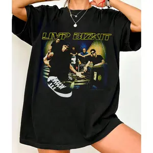 Men's Cotton Short-Sleeve Round Neck Casual T-Shirt - Limp Bizkit Chocolate Starfish Print, Black, S-5XL, I0010 Menswear Top Clothes