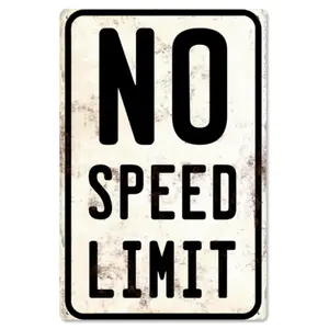Cool "No Speed Limit" Wall Decor - Vintage Metal Sign for Boys Bedroom & Racing Room 12x8 in Religious Ornaments