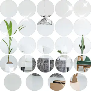Set of 24  Round Mirror Plate Circle Mirror Trays Wedding Centerpieces for Tables Self Adhesive Non Glass Mirror Stickers for Home or Wall Decor Candle Crafts (10 Inch)