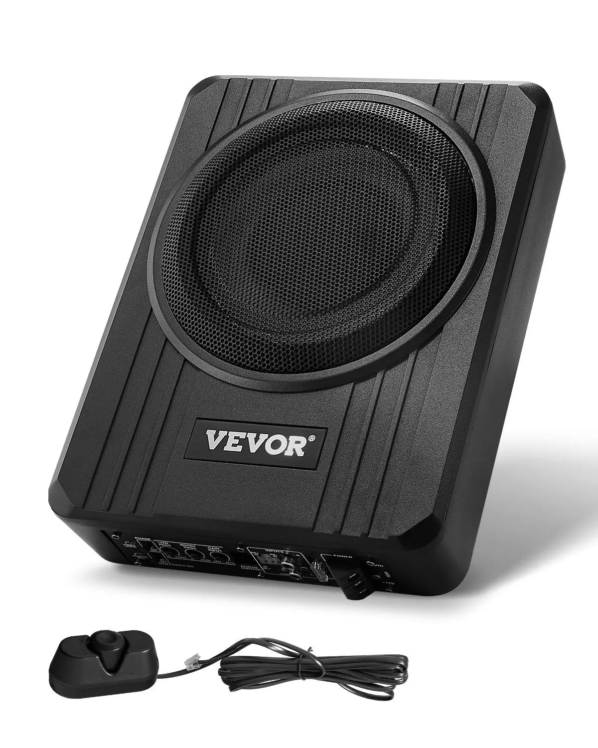 【Summerfinds】VEVOR 8" 400W Underseat Car SubwooferSlim Powered Car Subwoofers Under the SeatLow Profile Audio Sub Built-in AmplifierHigh/Low Level Input & Volume Controller for SUVsCarTruckRV, Under Seat Subwoofers With Amp, Mini Subwoofer Amplifiers