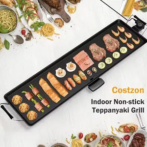 TANLOOK 35-inch Electric Griddle, BBQ Smokeless Grills, Barbecue Griddles Table Top with Nonstick Surfaces Adjustable Temperature Setting