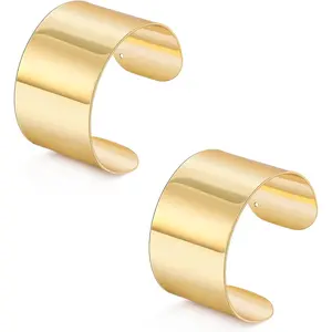 2 Pcs Cuff Bangle Bracelet for Women Wide Open Cuff Bracelets Golden Sliver Wrist Cuff Wrap Bracelets Adjustable