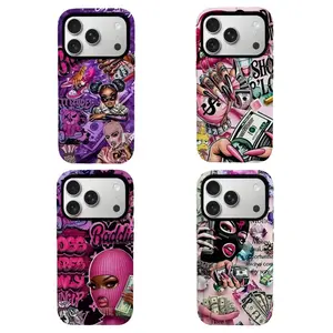 Pink Trap Baddie Phone Case, Double Layer Film Hard Cover, Hip Hop Money Aesthetic Protective Case for iPhone 11, 12, 13, 14, 15, 16, 17 Pro Max Plus | Boujee Lifestyle Trend Ultimate Armor Defense