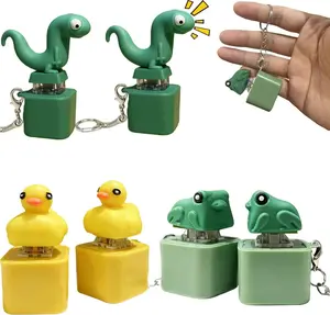 Silly Animal Noise Button Keychain with  LED Light – Press for Lizard Duck Frog Sounds, Funny Prank Sound Toy Keychain for Friends Kids Adults