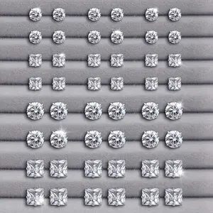 24 Pairs Exquisite Shiny Round Square Shaped Stud Earrings Sparkling Artificial Crystal Inlaid Earrings Set Party Wedding Engagement Anniversary Jewelry Set