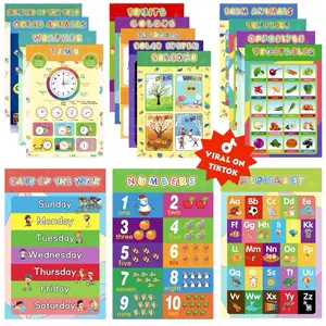16 Laminated Toddler Educational Wall Posters for Classroom & Kindergarten, Kindergarten Classroom Must Haves, Laminated Learning Chart Materials