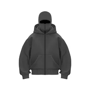 Balaclava Hoodie for Men With Built-In Zip Athletic Autumn Winter Sweatshirt