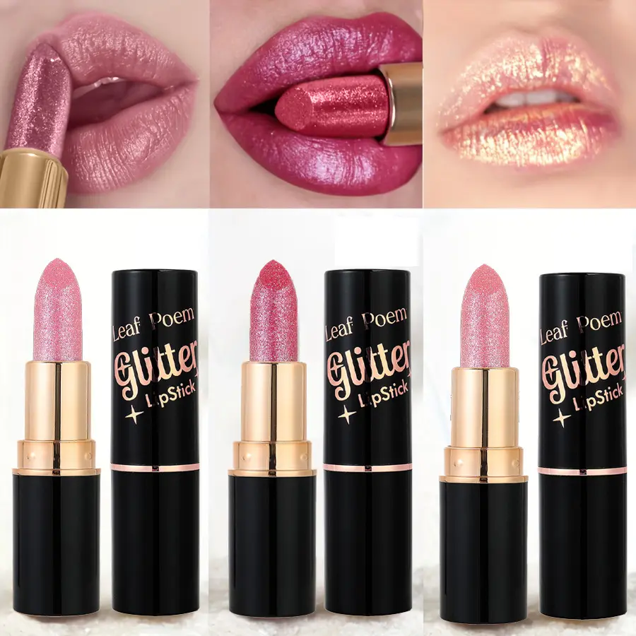 3pcs Pinkish Golden Pearlescent Lip Gloss Set, Glitter Shimmer Creamy Lipstick for Party, Stage, Cosplay, Daily Wear, Music Festival, Trendy Makeup, Sparkling Shiny Lips, Perfect Valentine’s Day, Gifts for Women, Smooth Hydrating Lip Cream Glossy Metallic