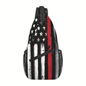 A Stylish  Durable Crossbody Chest Bag Featuring The American Flag  The Thin Red Line, Perfect for Hiking, Shopping, Or As a Beach  Fishing Backpack. This Large-Capacity Accessory Is Essential for School  Makes a Great Christmas Gift and