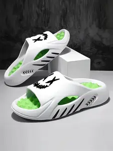 Men's Cartoon Print Lightweight Indoor Outdoor Shower Slippers, Durable Eva Material, Unisex Design, Casual & Sports Use