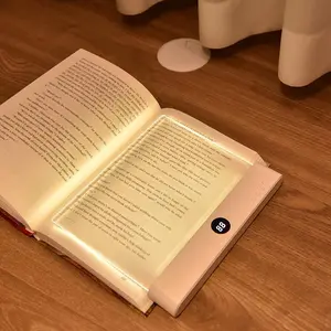 Clear LED Flat Reading Light, Rechargeable Dimmable Panel Lamp with Timer & Memory Function, Full Page Illumination for Reading in Bed, Hands-free Thin Design, Doodleable Surface & Treasure Box Packaging, Unique Gift for Readers